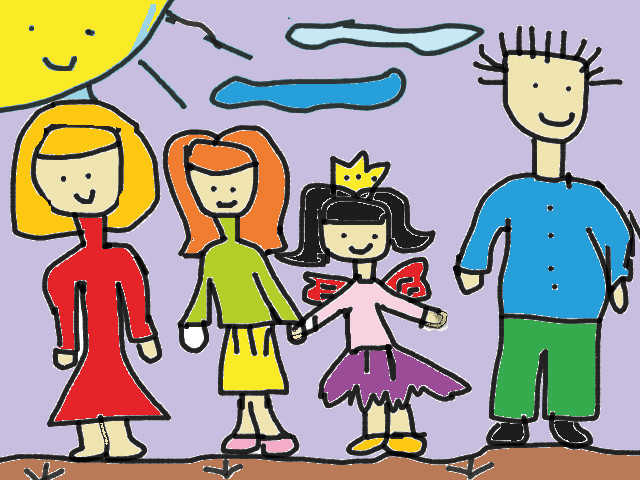 Vẽ tranh đề tài gia đình vui vẻ bên nhau cùng đi chơi
